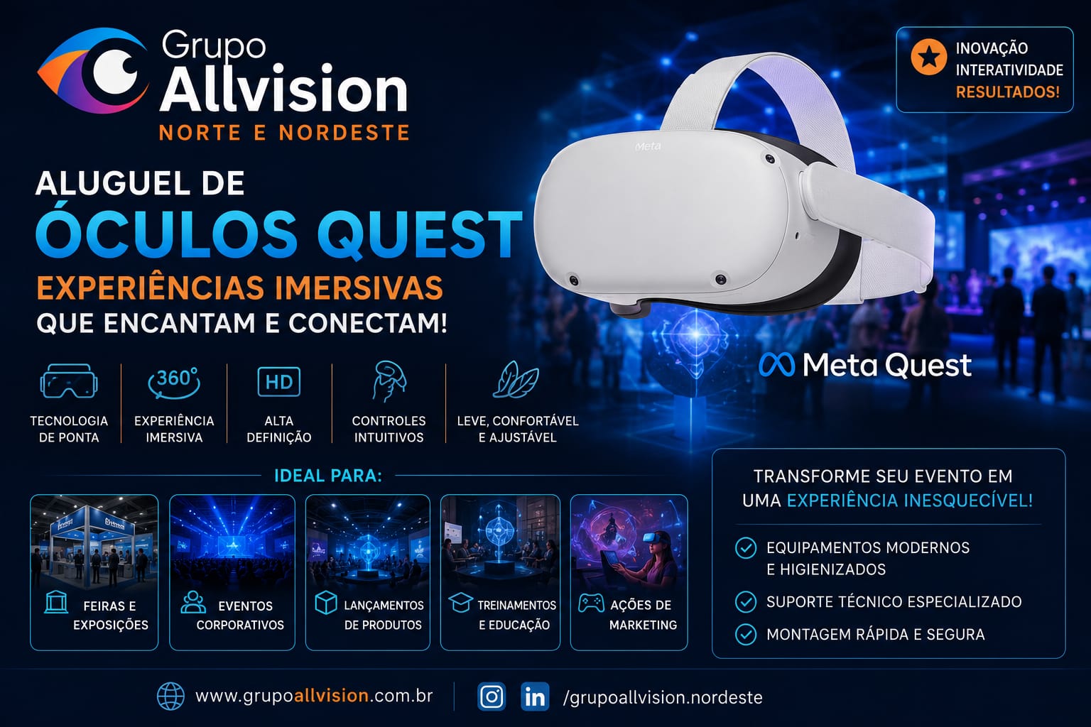 Aluguel de Painel de LED Indoor e Outdoor, Holograma 3D e Óculos Virtual para Eventos Educacionais na Bahia 2026