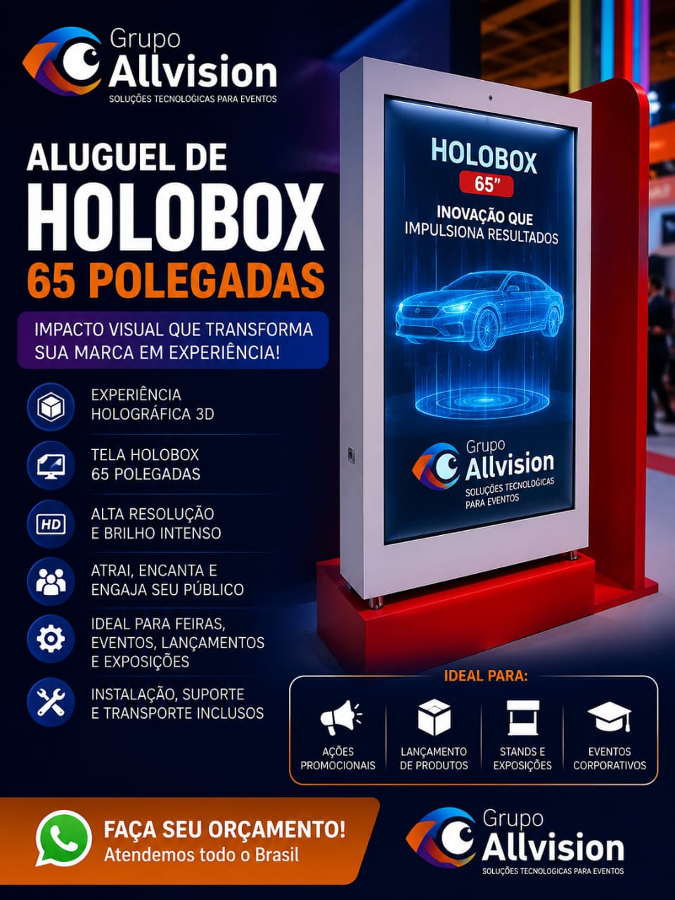 Aluguel de Tecnologia Interativa para Educação: Totem Touch, Painel de LED, Óculos VR e Holograma 3D na Bahia 2026