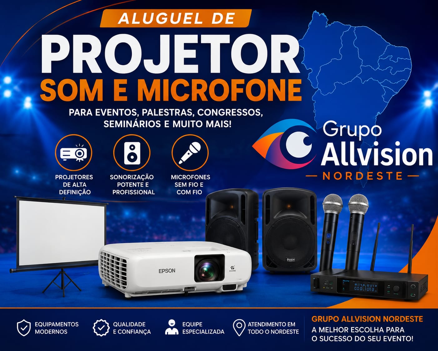 Aluguel de Painel de LED Indoor e Outdoor, Holograma 3D e Óculos Virtual para Eventos Educacionais na Bahia 2026